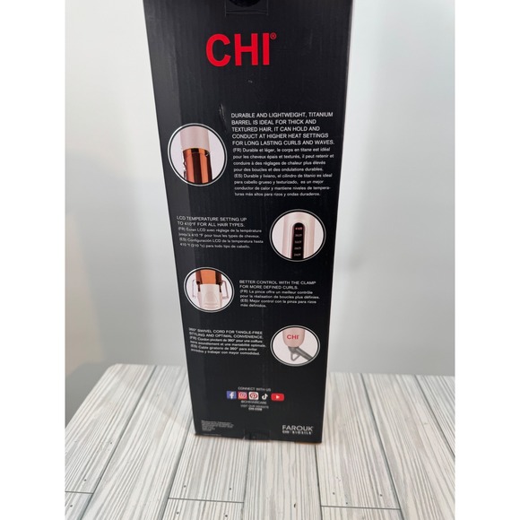 CHI Titanium 1.25 Inch Curling Iron Rose Gold White CA1247-T Dual Voltage 410F - Picture 2 of 6